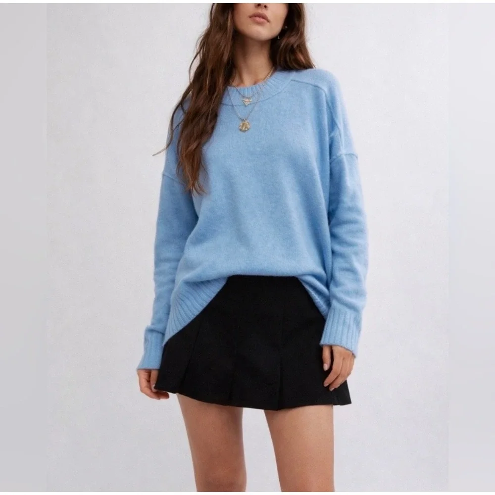 Free People Phoebe Pullover in Waterfall Heather Sweater Sz L NWT